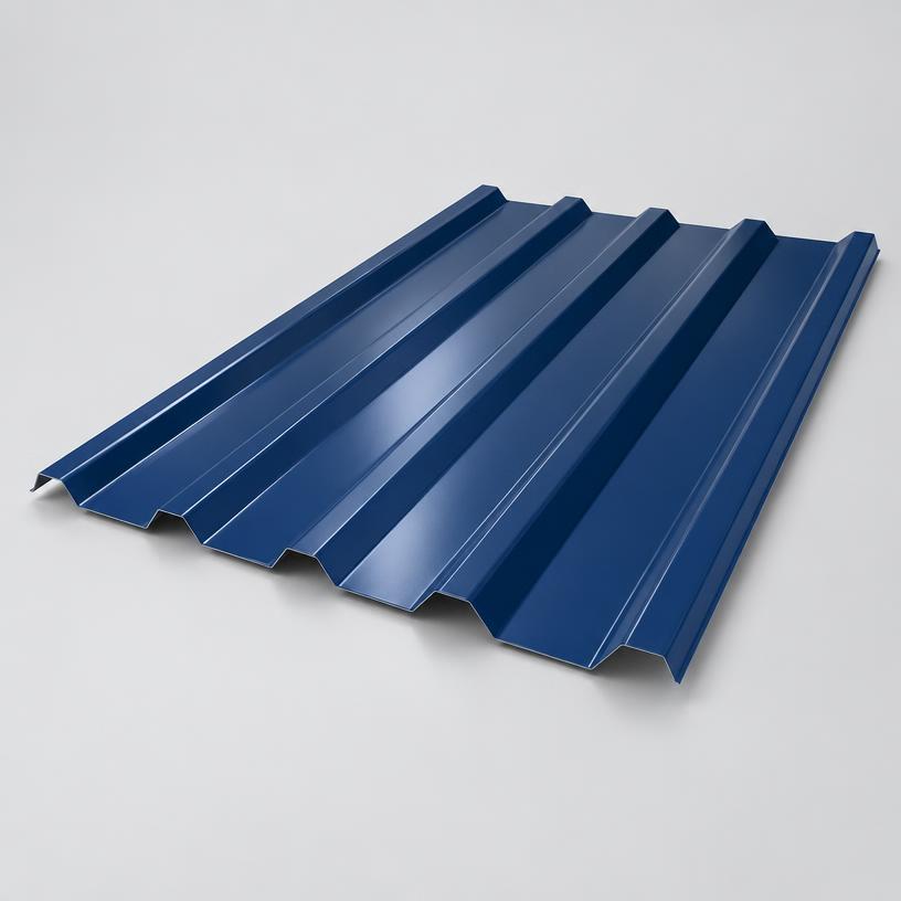 Plancha de Aluzinc color azul perfil trapezoidal TR5